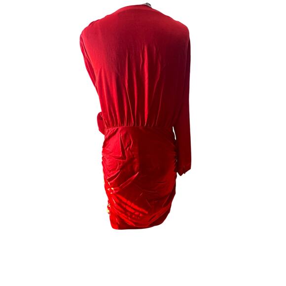 Red Satin cocktail Dress with Flower detail size 10 party,holiday  new - Picture 2 of 5